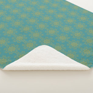 Retro Mandala Teal Sherpa Blanket (3 Sizes)