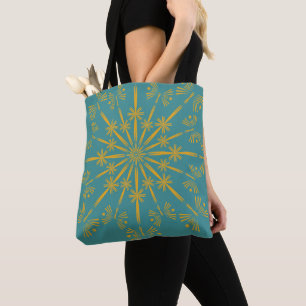 Retro Mandala Teal Tote (2 Sizes) Bag