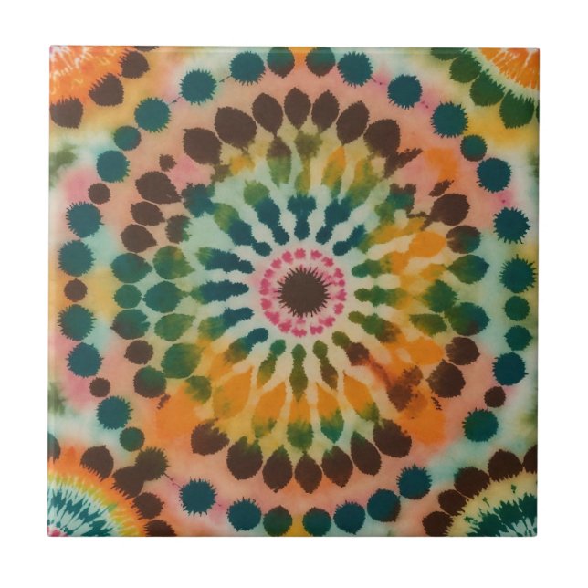 Retro Mandala Tie Dye Tile (Front)