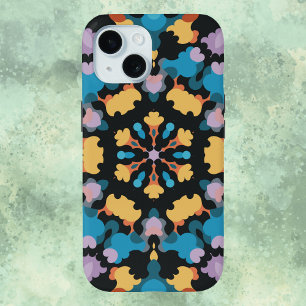 Retro Mandala Yellow Blue and Orange iPhone 15 Case