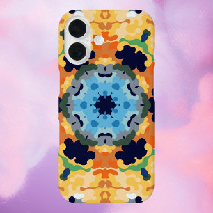 Retro Mandala Yellow Blue and Orange iPhone 16 Case