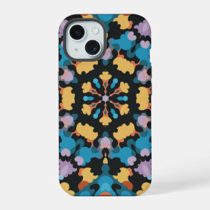 Retro Mandala Yellow Blue and Orange iPhone 15 Case