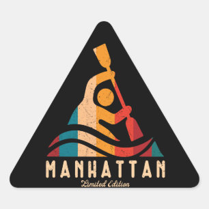 Retro Manhattan Kayaking Triangle Sticker