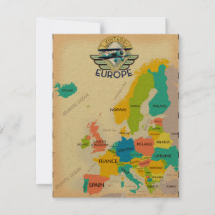 Retro Map Of Europe.