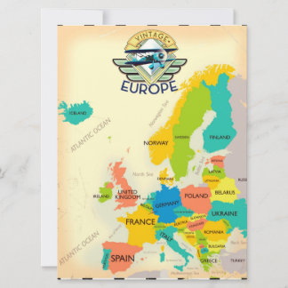 Retro Map Of Europe. Invitation