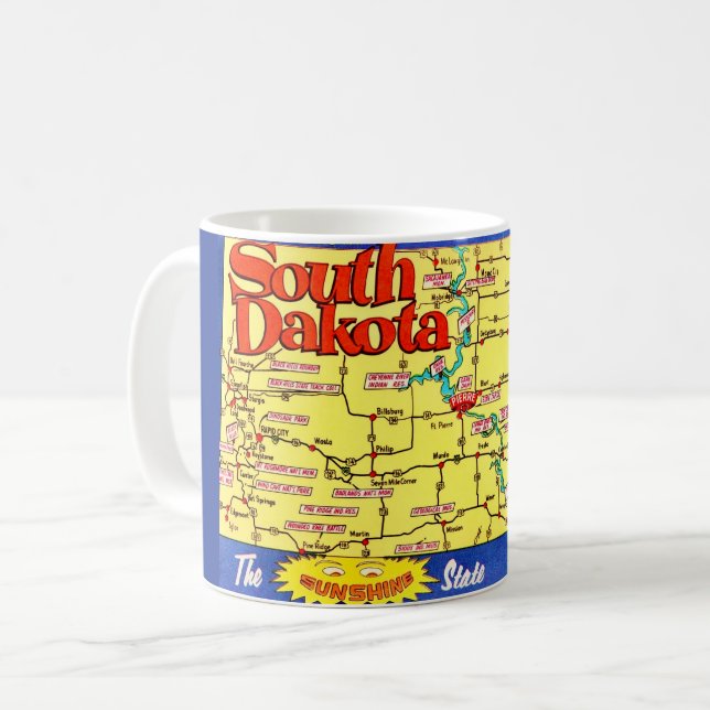 Retro Map of South Dakota Mug (Front Left)