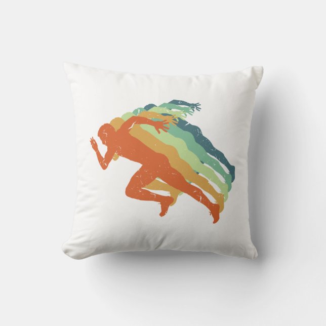 Retro Marathon Runner Running Player Sports Fan Cushion (Front)
