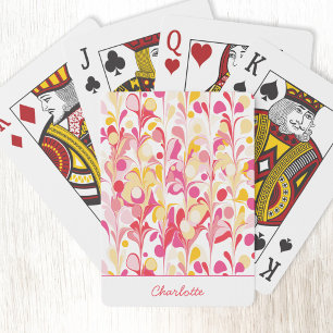 Retro Marble Abstract Pattern Pink Personalised Playing Cards