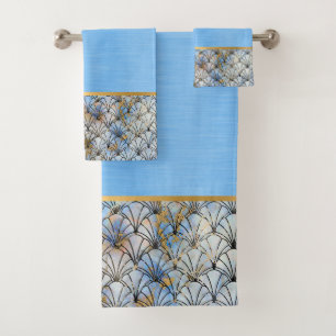 RETRO MARBLE SHELL BLUE BATHROOM SET