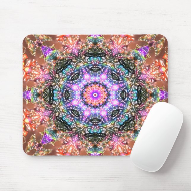 Retro marbled flower coloured skin tones persian  mouse mat (With Mouse)