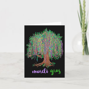Retro Mardi Gras Beads Tree Funny Mardi Gras Day Card