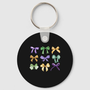 Retro Mardi Gras Coquette Bow Louisiana New Orlean Key Ring