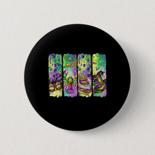 Retro Mardi Gras Fleur De Lis King Cake Louisiana 6 Cm Round Badge