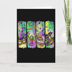 Retro Mardi Gras Fleur De Lis King Cake Louisiana  Card