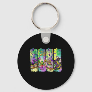 Retro Mardi Gras Fleur De Lis King Cake Louisiana Key Ring