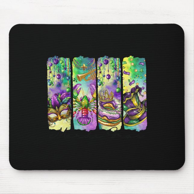 Retro Mardi Gras Fleur De Lis King Cake Louisiana  Mouse Mat (Front)