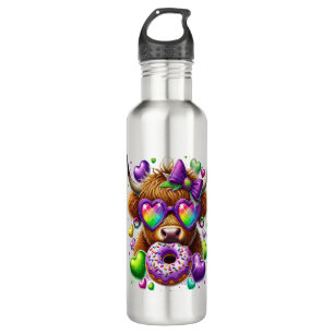 Retro Mardi Gras Png, Highland Cow 710 Ml Water Bottle