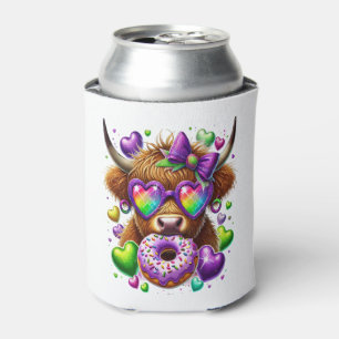Retro Mardi Gras Png, Highland Cow Can Cooler