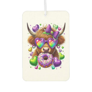 Retro Mardi Gras Png, Highland Cow Car Air Freshener