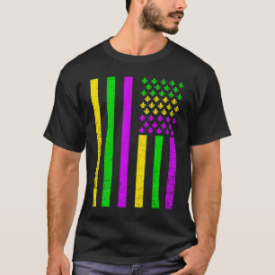 Retro Mardi Gras Women Men American Flag Outfit T-Shirt