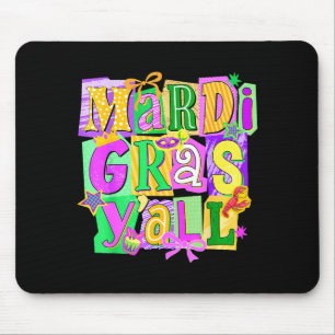 Retro Mardi Gras Yall Coquette Bow New Orleans Car Mouse Mat