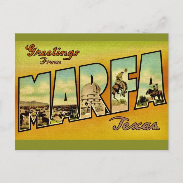 Retro Marfa Texas Greeting Postcard (Front)