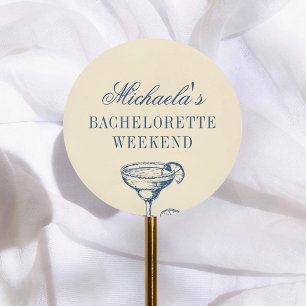 Retro Margarita Preppy Bachelorette Favour Classic Round Sticker
