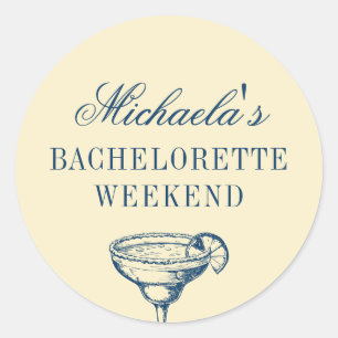 Retro Margarita Preppy Bachelorette Favour Classic Round Sticker