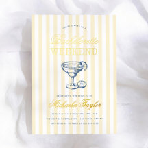 Retro Margarita Preppy Gold Bachelorette Weekend