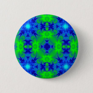Retro Margeriten u. Sterne Artdeco in grün blau 6 Cm Round Badge