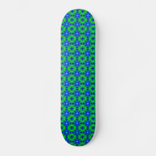Retro Margeriten u. Sterne Artdeco in grün blau Skateboard