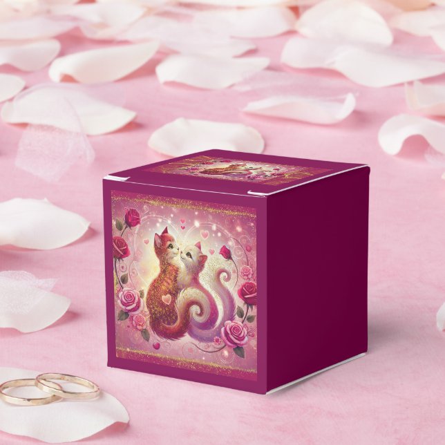 Retro Maroon Cat - Favour Box (Wedding)