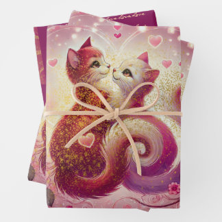 Retro Maroon Cat - Wrapping Paper Sheet