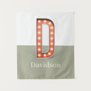 Retro Marquee Letter D Personalised Tapestry
