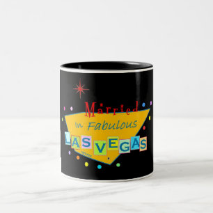Retro Married In Fabulous Las Vegas Two Tone Mug