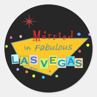 Retro Married in Las Vegas Sticker