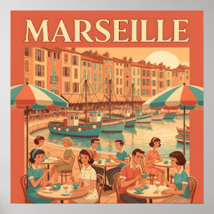 Retro Marseille : 1950s French Riviera Poster