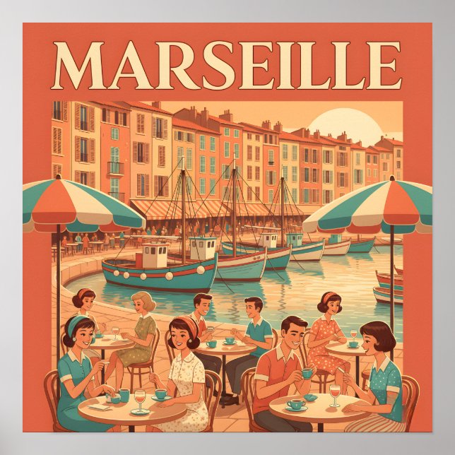 Retro Marseille : 1950s French Riviera Poster (Front)