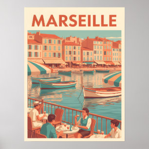 Retro Marseille Travel : French Riviera Poster