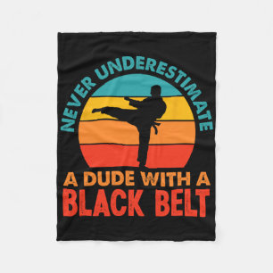Retro Martial Arts Black Belt Karate Fleece Blanket