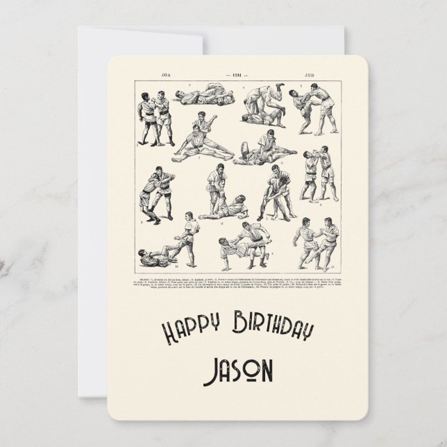 Retro Martial Arts Mens' Happy Birthday Card (Front)