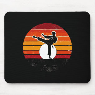 Retro Martial Arts Sunset Silhouette Kick - Karate Mouse Mat