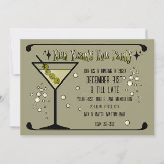 Retro Martini 2025 New Year's Eve Invitation