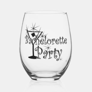 Retro Martini - Bachelorette Party Stemless Wine Glass