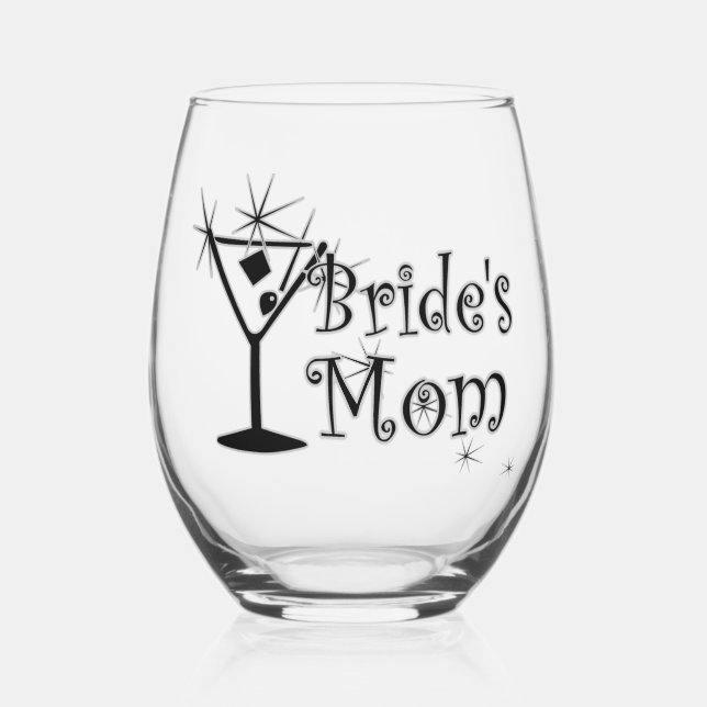 Retro Martini - Bride’s Mum Stemless Wine Glass (Front)