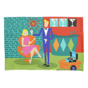 Retro Martini Couple Pillowcase