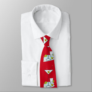 Retro Martini Glass Party Time (Red) Tie