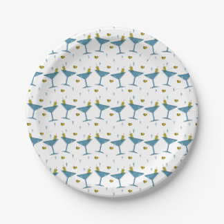 Retro Martini Madness Striped Paper Plate