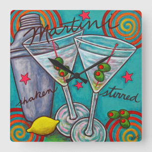 Retro Martini Square Wall Clock, Lisa Lorenz Clock