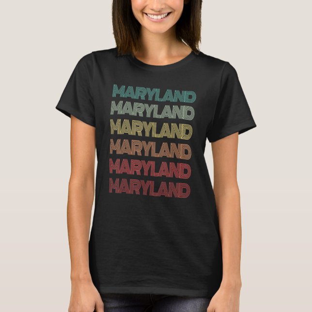 Retro Maryland Word Home Roots Baltimore Groovy Va T-Shirt (Front)